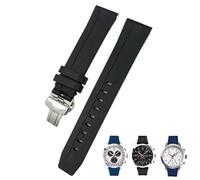 Clouism Bracelet de montre en caoutchouc et Silicone, 20mm, 19mm, 21mm, 22mm, pour Tissot Le Locle T006 T114 PRC200, Bracelet étanche à boucle papillon(Black Silver,19mm)
