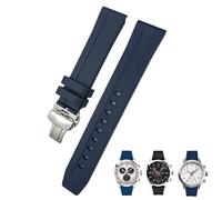Clouism Bracelet de montre en caoutchouc et Silicone, 20mm, 19mm, 21mm, 22mm, pour Tissot Le Locle T006 T114 PRC200, Bracelet étanche à boucle papillon(Blue Silver,20mm)