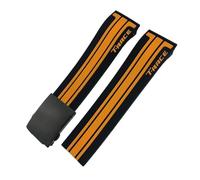 Clouism Bracelet de montre en caoutchouc naturel adapté pour Tissot T048.417/T048.427 T-RACE T048 bracelet de montre en Silicone de sport souple boucle pliante(Black orange black,21mm)