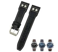 Clouism Bracelet de montre en cuir véritable de 22 mm, 21 mm, 20 mm, convient pour IWC Big Pilot Strap Pilot's Watch Band Bracelets Accessoires Hommes outils, 22mm, Acétate, Pas de pierre précieuse
