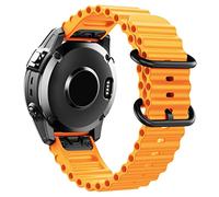 Clouism Bracelet en silicone 22 mm/26 mm pour montre Garmin Approach S62, Fenix 5X, 5Plus, Fenix 6X, 6, 6Pro, Fenix 7X, 7, Intinct 1/2, ajustement rapide, D2(Orange,22mm)