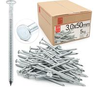 Clous 3.0x50mm 5kg 1670 pcs. | Clou double pointe nervuré pour charpente, menuiserie, toiture | Clou acier pour bois, construction | Clous béton Lun Fix