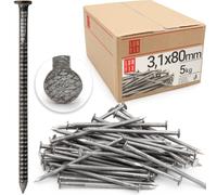 Clous 3.1x80mm 5kg 975 pcs. | Clou double pointe nervuré pour charpente, menuiserie, toiture | Clou acier pour bois, construction | Clous béton Lun Fix