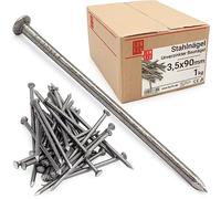 Clous 3.5x90mm 1kg env. 150 pcs. | Clou acier brut pour menuiserie, intérieur, charpente | Clou sans revêtement pour bois sec | Clous Drahtstift Lun Fix