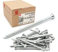 Clous 4.0x40mm 1kg 235 pcs. | Clou double pointe nervuré pour charpente, menuiserie, toiture | Clou acier pour bois, construction | Clous béton Lun Fix