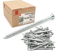 Clous 4.0x70mm 5kg 650 pcs. | Clou double pointe nervuré pour charpente, menuiserie, toiture | Clou acier pour bois, construction | Clous béton Lun Fix