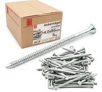Clous 4.0x80mm 5kg 600 pcs. | Clou double pointe nervuré pour charpente, menuiserie, toiture | Clou acier pour bois, construction | Clous béton Lun Fix