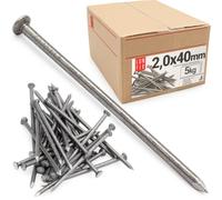 Clous acier 2,0 x 40 mm (env. 5260 pcs.) clou béton, clou double pointe, clous vis fixations, pistolet à clou, palette bois, rond bois, bricolage, menuiserie, construction, travaux