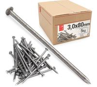 Clous acier 3,0 x 80 mm (env. 1150 pcs.) clou béton, clou double pointe, clous vis fixations, pistolet à clou, palette bois, rond bois, bricolage, menuiserie, construction, travaux