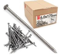 Clous acier 6,0 x 175 mm (env. 130 pcs.) clou béton, clou double pointe, clous vis fixations, pistolet à clou, palette bois, rond bois, bricolage, menuiserie, construction, travaux