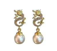 Clous d ' oreilles à la mode de l ' année du dragon Boucles d ' oreilles personnalisées de l ' année Ornement parfait pour les femmes à la mode Clous d ' oreilles élégants incrustés de diamants