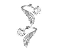 Clous d ' oreilles élégants en forme d ' aile d ' ange, bijoux confortables, boucles d ' oreilles à clous, texture en acier inoxydable pour, ou usage personnel, manchette aile d ' ange en acier