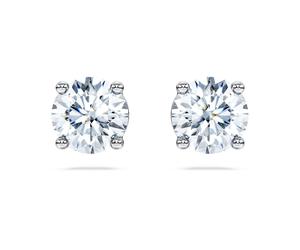 Clous d’oreilles solitaire Eternity, Diamants de synthèse 2 ct tw, Forme ronde, Or blanc 18 carats OS