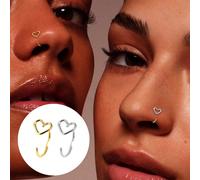 Clous de nez en argent sterling S925 14K, anneaux de nez en forme de cœur hypoallergéniques, pour femmes et hommes, bijoux pour piercing de nez Argent sterling 925