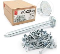 Clous de toiture galvanisés 3x20mm - boîte 0,5kg (env.355 pcs), clou feutre bitumé, shingle, pointe pour toit cabane, abri jardin, maison bois, clous vis et fixations | Lun Fix