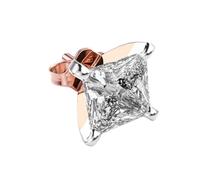 Clous d'oreille princesse en argent sterling 925 pour homme | Plaqué or rose. Pierre n° 1. Taille de la pierre : 0,50-0,69 mm. Poids : 0,5 carat. Forme : princesse : 1,73 g. LKE_R_00026.