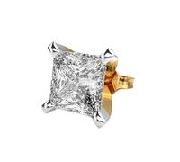 Clous d'oreille princesse pour homme en argent sterling 925 | Plaqué or | Pierre n° 1 | Taille de la pierre : 0,50-0,69 mm | Poids : 0,5 crt | Forme : princesse : 1,73 g | LKE_G_00026