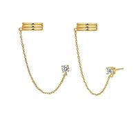 Clous d'Oreilles Argent 925, Bagues d'Oreilles CZ Clou d'oreille Ear Cuff Une seule pièce pour Femme, Or