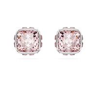 Swarovski Clous d'oreilles Birthstone, Taille Carré, Juin, Roses, Métal rhodié