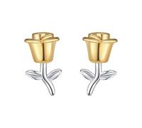 Clous D'Oreilles Boucles d'oreilles trois roses exquises de Style coréen et français pour femmes,boucles littéraires douces de tempérament pour petites amies (A,1x0 5cm)