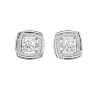 Clous d'oreilles carrés en argent sterling 925 avec solitaires groupés | Placage argent n° 66 | Taille de la pierre : 0,10-0,39 mm | Poids : 0,85 crt | Forme : Ronde | 3,85 g | W_00218
