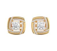 Clous d'oreilles carrés en argent sterling 925 avec solitaires groupés | Plaqué or n° 66 | Taille de la pierre : 0,10-0,39 mm | Poids : 0,85 ct | Forme : ronde | 3,85 g | G_00218