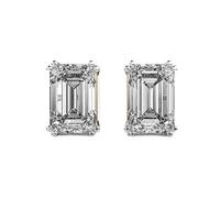 Clous d'oreilles classiques en argent sterling 925 avec émeraude | Plaqué or | Pierre n° 2 | Taille de la pierre : 1,00-1,49 mm | Poids : 2 ct | Forme : émeraude | 3,51 g | LKE_G_00140