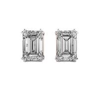 Clous d'oreilles classiques en argent sterling 925 avec émeraude | Plaqué or rose. Pierre n° 2. Taille de la pierre : 1,00 à 1,49 mm. Poids : 2 ct. Forme : émeraude 3,51 g. LKE_R_00140.