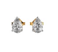 Clous d'oreilles classiques en argent sterling 925 en forme de poire | Plaqué or. Pierre n° 2. Taille de la pierre : 0,50-0,69 mm. Poids : 1 ct. Forme : poire : 2,5 g. LKE_G_00226.