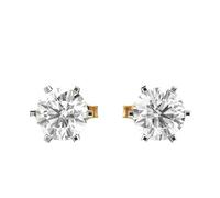 Clous d'oreilles classiques en argent sterling 925 | Plaqué or | Pierre n° 2 | Taille de la pierre : 0,50-0,69 mm | Poids : 1,2 ct | Forme : Ronde | 3,15 g | LKE_G_00278