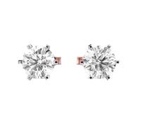 Clous d'oreilles classiques en argent sterling 925 | Plaqué or rose | Pierre n° 2 | Taille de la pierre : 0,50-0,69 mm | Poids : 1,2 ct | Forme : Ronde | 3,15 g | LKE_R_00278