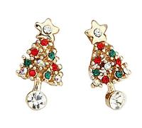 Clous d'oreilles d'arbre de Noël en diamant doré ornements de Noël | Diamant de couleur or, clous d'oreille d'arbre de Noël sertis, cadeau de bijoux lumineux, est un ornement de Noël