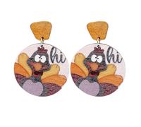 Clous D'Oreilles d'oreilles en bois pour Thanksgiving, ornements, Gnome de dinde, tournesol, en bois, joyeux Thanksgiving, automne (B, One Size)
