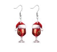 Clous D'Oreilles d'oreilles festives en forme de verre à vin pour une fête de d'année, idée élégants (Red, 4cm)
