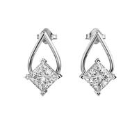 Clous d'oreilles en argent sterling 925, forme goutte de pluie | Placage argent n° 2, taille de la pierre : 1,0-1,49 mm | Poids : 2,7 ct | Forme : Princesse | 3,54 g | LKE_W_00053