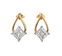 Clous d'oreilles en argent sterling 925, forme goutte de pluie, plaqué or. Pierre n° 2, taille de la pierre : 1,0-1,49 mm. Poids : 2,7 ct. Forme : princesse : 3,54 g. LKE_G_00053.