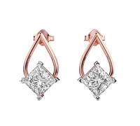 Clous d'oreilles en argent sterling 925, forme goutte de pluie, plaqué or rose. Pierre n° 2. Taille de la pierre : 1,0 à 1,49 mm. Poids : 2,7 ct. Forme : Princesse : 3,54 g. LKE_R_00053.