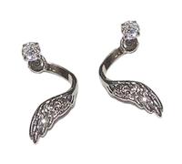 Clous d'oreilles en forme d'aile d'ange avec strass étincelants faits à la main pour les amateurs de bijoux tendance Boucles d'oreilles ailes d'ange avec diamants, taille unique, Comme décrit, Comme