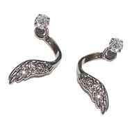 Clous d'oreilles en forme d'aile d'ange avec strass étincelants faits à la main pour les amateurs de bijoux tendance Boucles d'oreilles ailes d'ange avec diamants, taille unique, Comme décrit, Comme