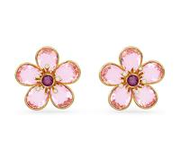 Swarovski Clous d'oreilles Florere – Fleurs roses, placage ton or