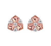 Clous d'oreilles Glam Flora en argent sterling 925 | Plaqué or rose | Pierre n° 8 | Taille de la pierre : 0,01-0,10 mm | Poids : 0,47 crt | Forme : Ronde | 3,394 g | LKE_R_00250