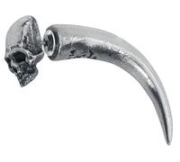 Alchemy Gothic Tomb Skull Horn Unisexe Bijou d'oreille couleur argent Étain