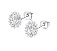 Clous d'oreilles Lotus Silver marguerite oxydes blancs