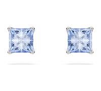 Swarovski Clous d'oreilles Matrix, Taille Carré, Bleues, Métal rhodié