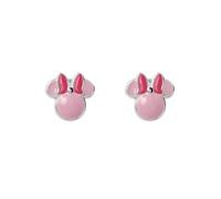 Clous d'oreilles Minnie Mouse en argent sterling 925 et émail rose, Argent sterling