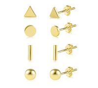 Clous d'Oreilles or Femme, Lot de 4 Paires Boucles d'oreilles en Sterling 925 or 14 Carats Hypoallergéniques Boucles d'oreilles or pour Femme Homme Filles