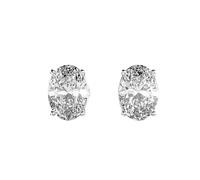Clous d'oreilles ovales classiques en argent sterling 925 | Placage argent n° 2 | Taille de la pierre : 1,00-1,49 mm | Poids : 2 ct | Forme : Ovale : 3,2 g | LKE_W_00062
