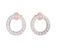 Clous d'oreilles ovales opulents en argent sterling 925 | Plaqué or rose | Pierre n° 36 | Taille de la pierre : 0,01-0,07 mm | Poids : 0,36 crt | Forme : Ronde | 3,172 g | LKE_R_00188