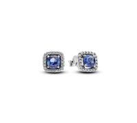 Pandora Clous d'Oreilles Halo Bleu Carré Scintillant one size