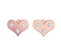 Clous d'oreilles pour enfants en argent sterling 925, petits cœurs | Plaqué or rose. Pierre n° 6. Taille de la pierre : 0,01-0,07 mm. Poids : 0,12 ct. Forme : ronde | 2,024 g | LKE_R_00267